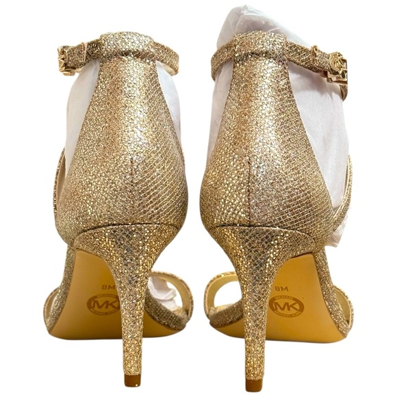 Michael Kors Ava Mid Sandal Glitter Sand Heels Size 8 NIB - Picture 6 of 13
